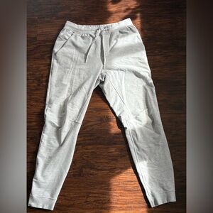 Gray Sweatpants with Elastic Cuffs and Drawstring